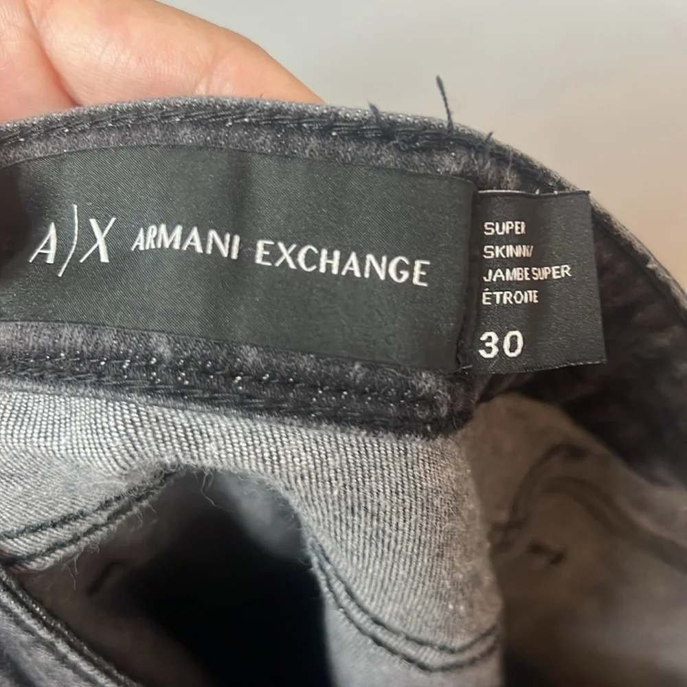 Armani Exchange Classic Black Denim High Rise Skinny Jeans‎ Grunge Biker Punk 30